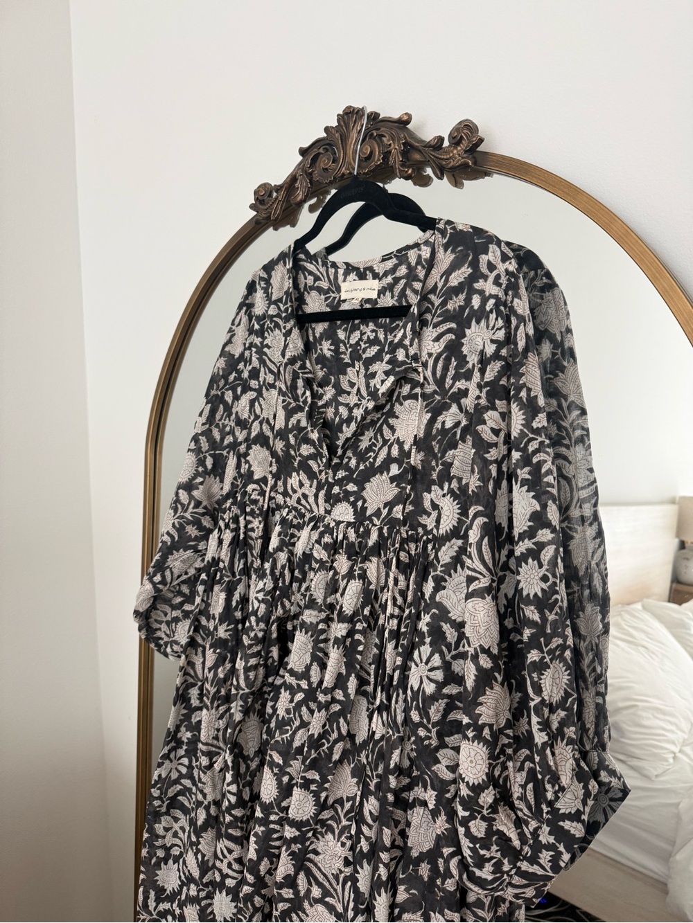 Daughters of India Kyra Mini Dress in Pepper (Black and White Floral) - Picture 3 of 5